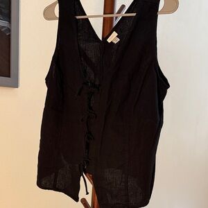 Elegant Black Lace-Up Women's Top